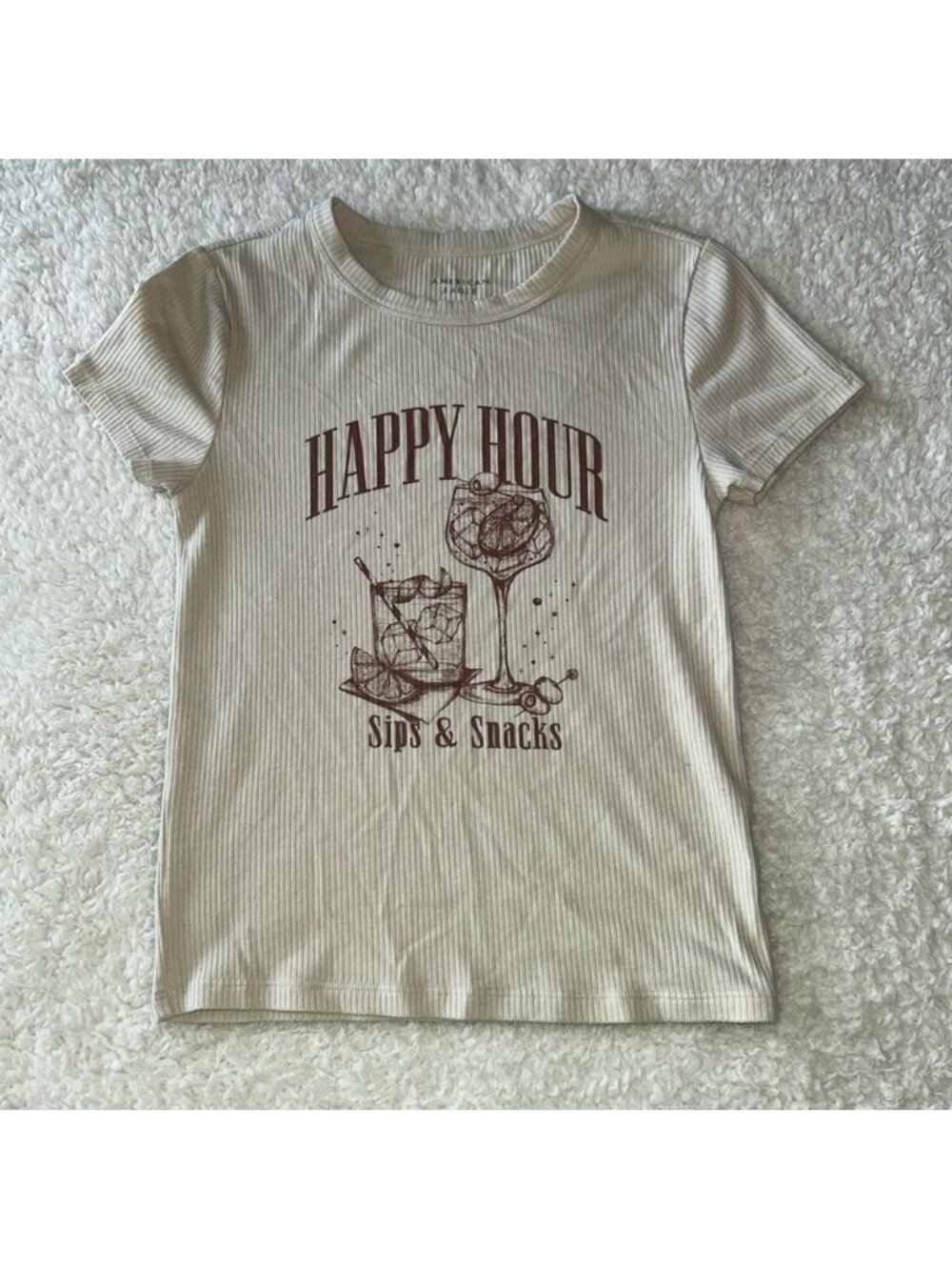 American Eagle Happy Hour Ribbed T-Shirt Small